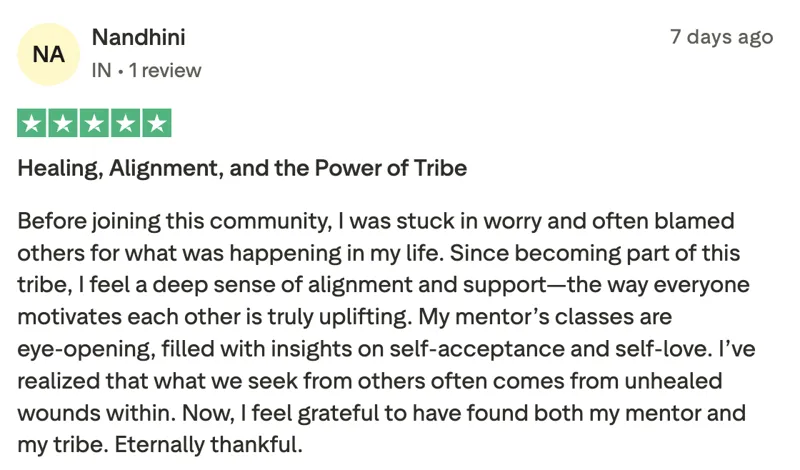 Trustpilot review from Nandhini