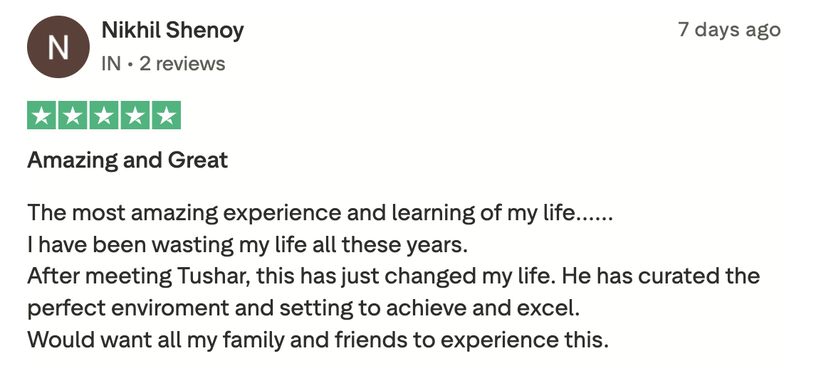 Trustpilot review from Nikhil Shenoy