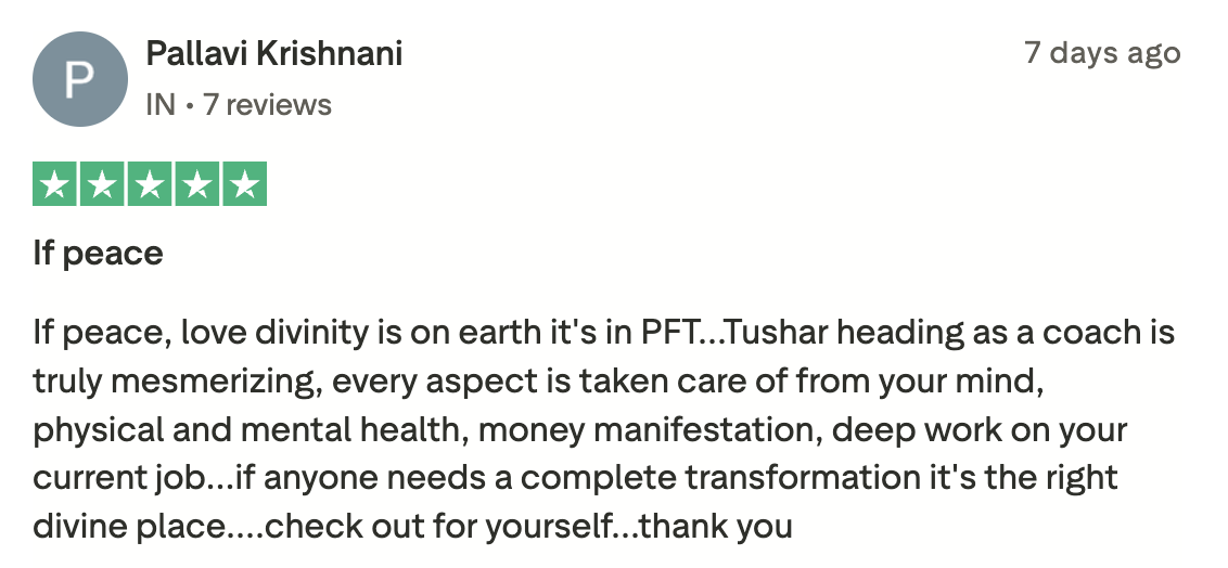 Trustpilot review from Pallavi Krishnani