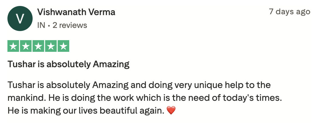 Trustpilot review from Vishwanath Verma